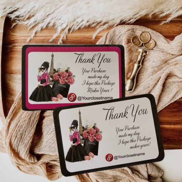Thank you Cards,Thank You Card with  Paris Fashion Girl  Design Set of  60 - Picture 2 of 15